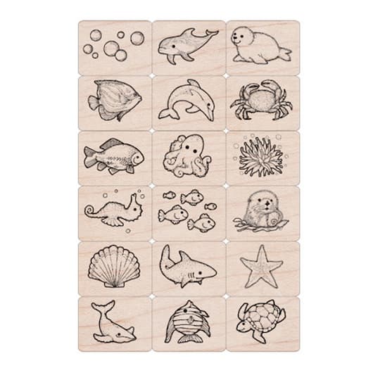 Hero Arts&#xAE; Ink &#x27;n&#x27; Stamp Woodblock Sea Life Stamps